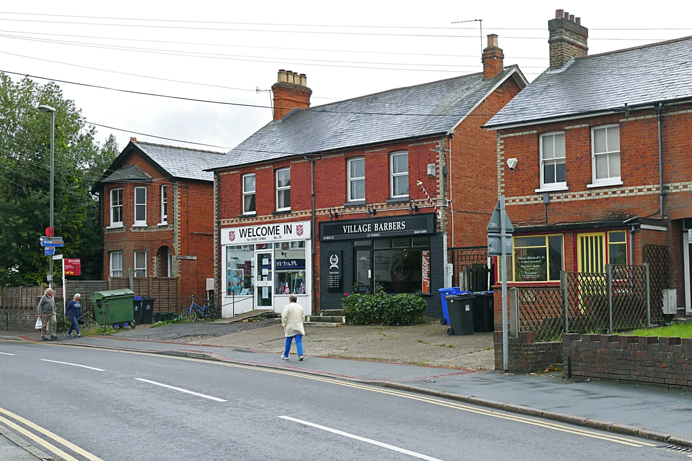 Horsell High Street. Queen Elizabeth Gardens sits off the High Street, GU21 4QQ.